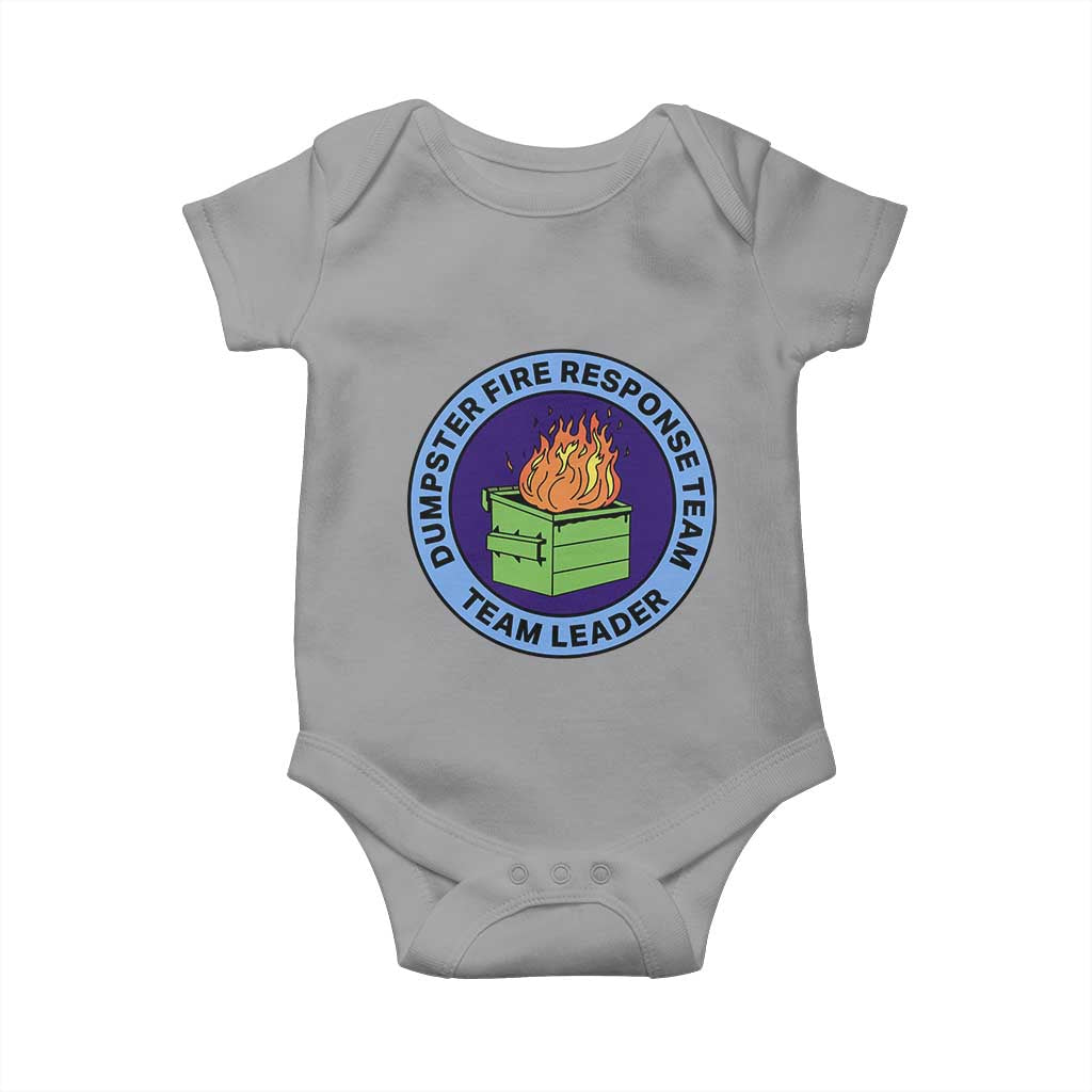 Dumpster Fire Response Team Leader Badge Baby Onesie Funny Office Chaos Holiday Gag Gift TS02 Sport Gray Print Your Wear
