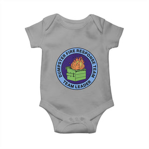 Dumpster Fire Response Team Leader Badge Baby Onesie Funny Office Chaos Holiday Gag Gift TS02 Sport Gray Print Your Wear