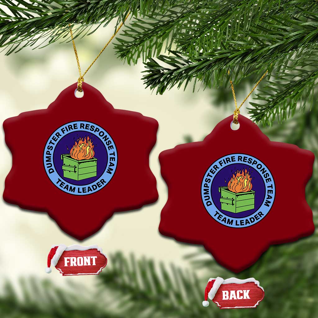 Dumpster Fire Response Team Leader Badge Ceramic Ornament Funny Office Chaos Holiday Gag Gift TS02 Print Your Wear