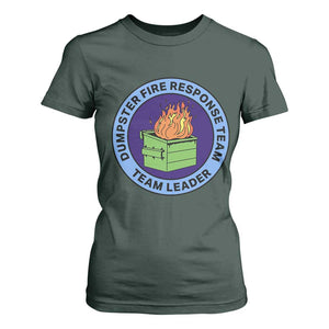 Dumpster Fire Response Team Leader Badge T Shirt For Women Funny Office Chaos Holiday Gag Gift TS02 Dark Forest Green Print Your Wear
