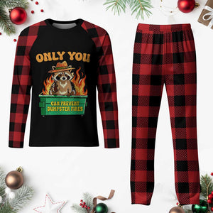 Only You Can Prevent Dumpster Fires Funny Raccoon Plaid Pajama Set Sarcastic Chaos Humor Holiday Gag Gift TS02 Buffalo Plaid Print Your Wear