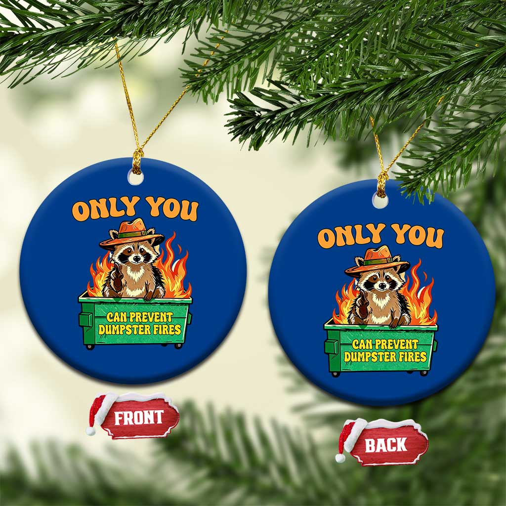 Only You Can Prevent Dumpster Fires Funny Raccoon Ceramic Ornament Sarcastic Chaos Humor Holiday Gag Gift TS02 1pc Blue Print Your Wear