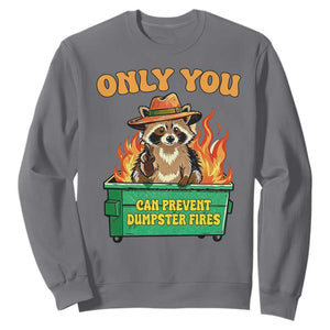 Only You Can Prevent Dumpster Fires Funny Raccoon Sweatshirt Sarcastic Chaos Humor Holiday Gag Gift TS02 Charcoal Print Your Wear