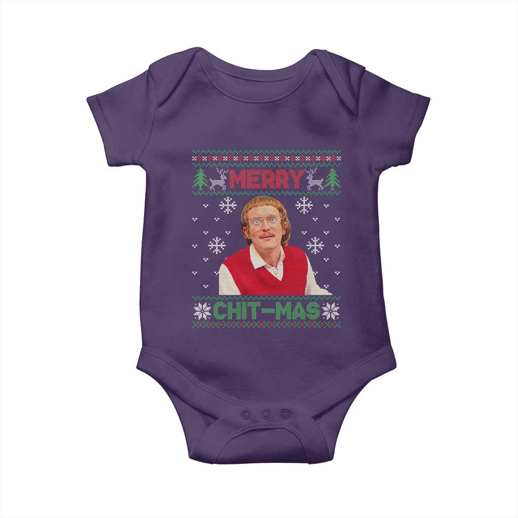 Funny Chit Christmas Merry Chit-Mas Baby Onesie Retro Holiday Humor TS02 Purple Print Your Wear