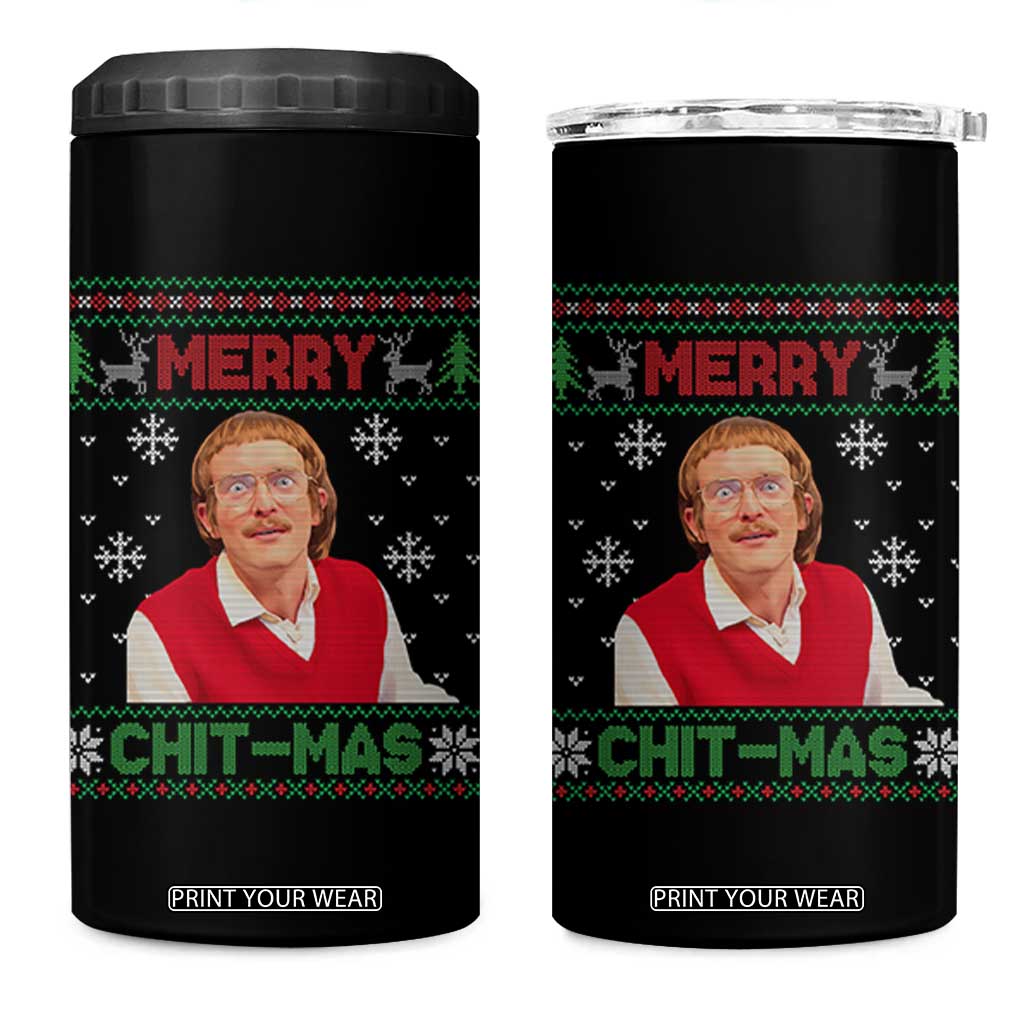Funny Chit Christmas Merry Chit-Mas 4 in 1 Can Cooler Tumbler Retro Holiday Humor TS02 One Size: 16 oz Black Print Your Wear