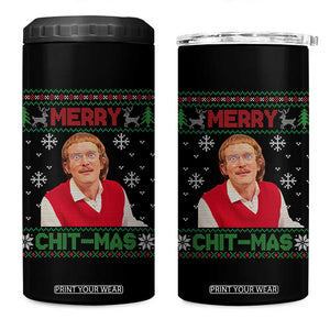 Funny Chit Christmas Merry Chit-Mas 4 in 1 Can Cooler Tumbler Retro Holiday Humor TS02 One Size: 16 oz Black Print Your Wear