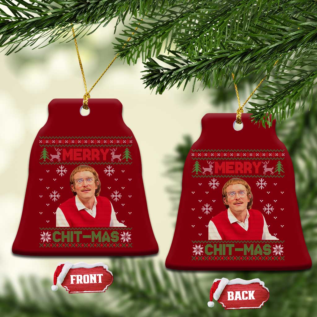 Funny Chit Christmas Merry Chit-Mas Ceramic Ornament Retro Holiday Humor TS02 Print Your Wear