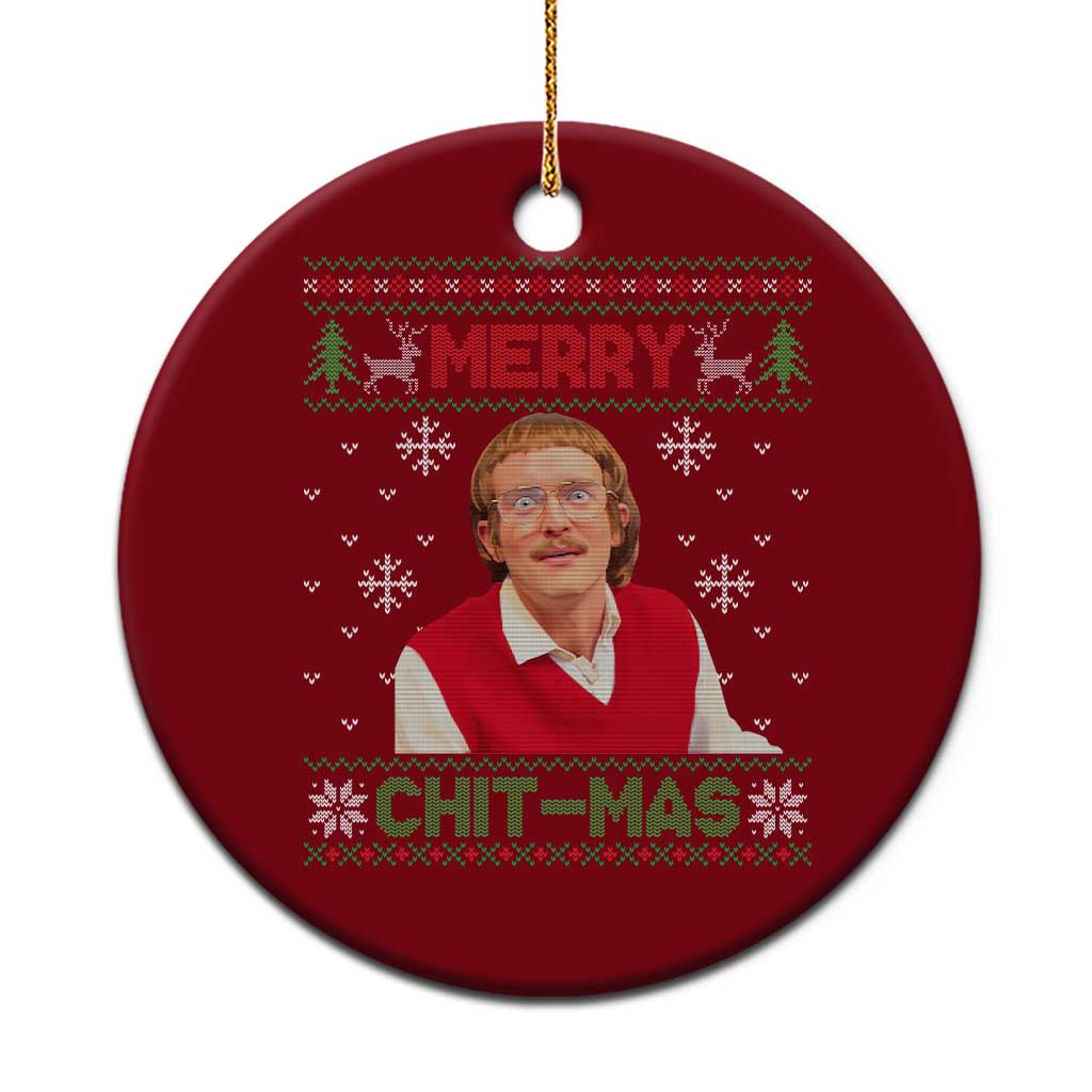 Funny Chit Christmas Merry Chit-Mas Ceramic Ornament Retro Holiday Humor TS02 1pc Red Print Your Wear