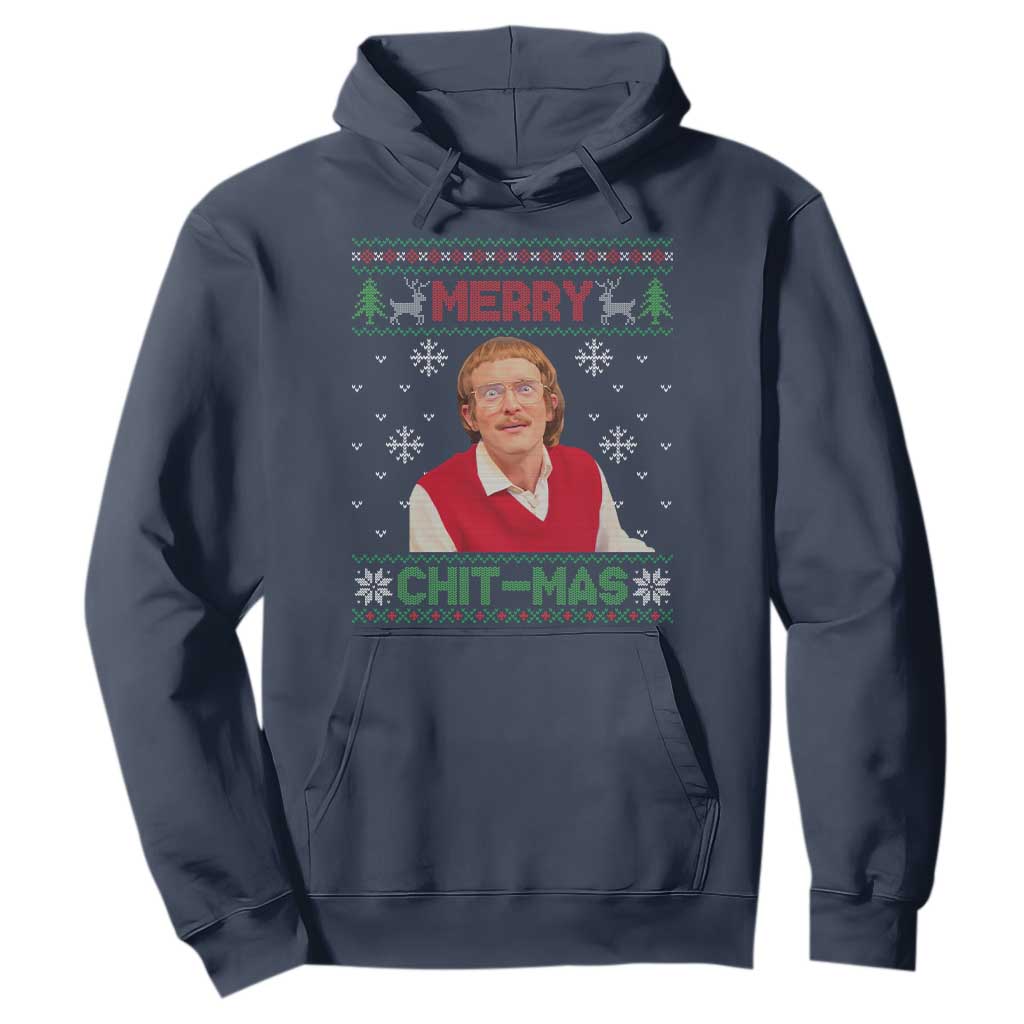 Funny Chit Christmas Merry Chit-Mas Hoodie Retro Holiday Humor TS02 Navy Print Your Wear