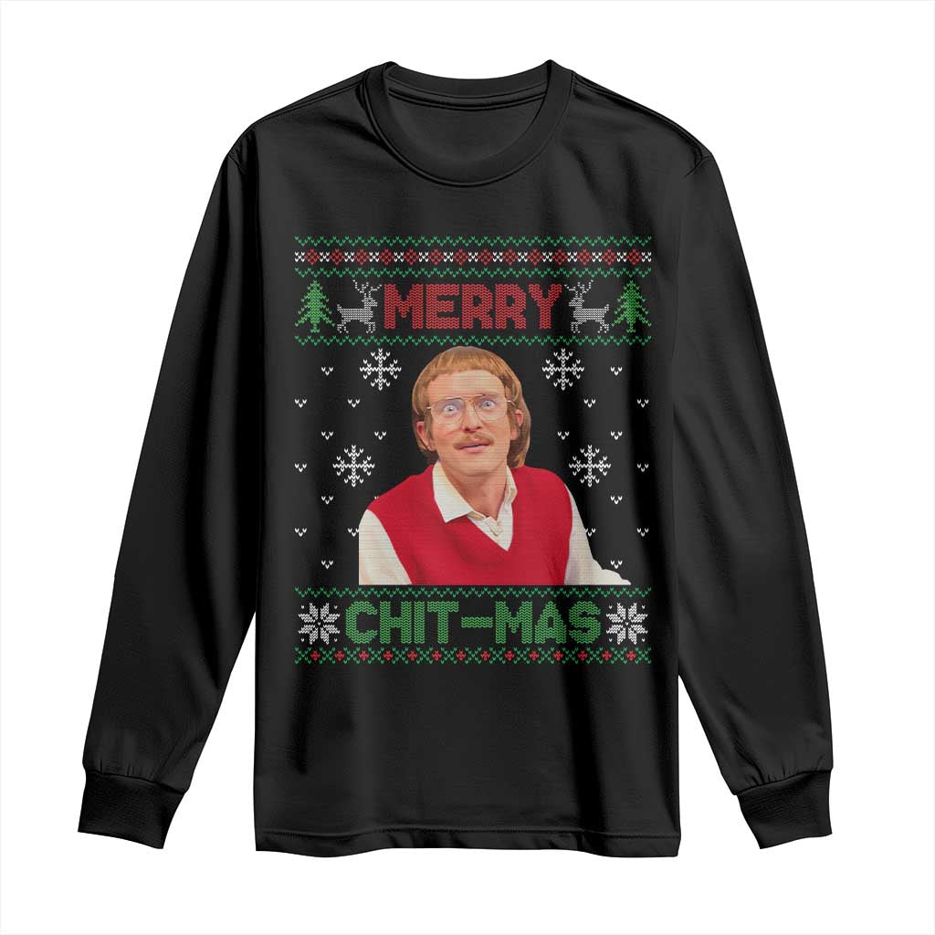 Funny Chit Christmas Merry Chit-Mas Long Sleeve Shirt Retro Holiday Humor TS02 Black Print Your Wear