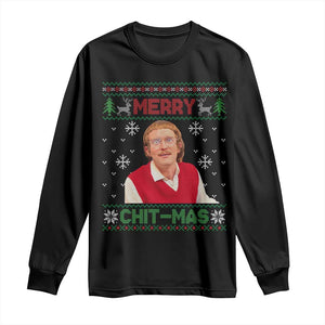 Funny Chit Christmas Merry Chit-Mas Long Sleeve Shirt Retro Holiday Humor TS02 Black Print Your Wear