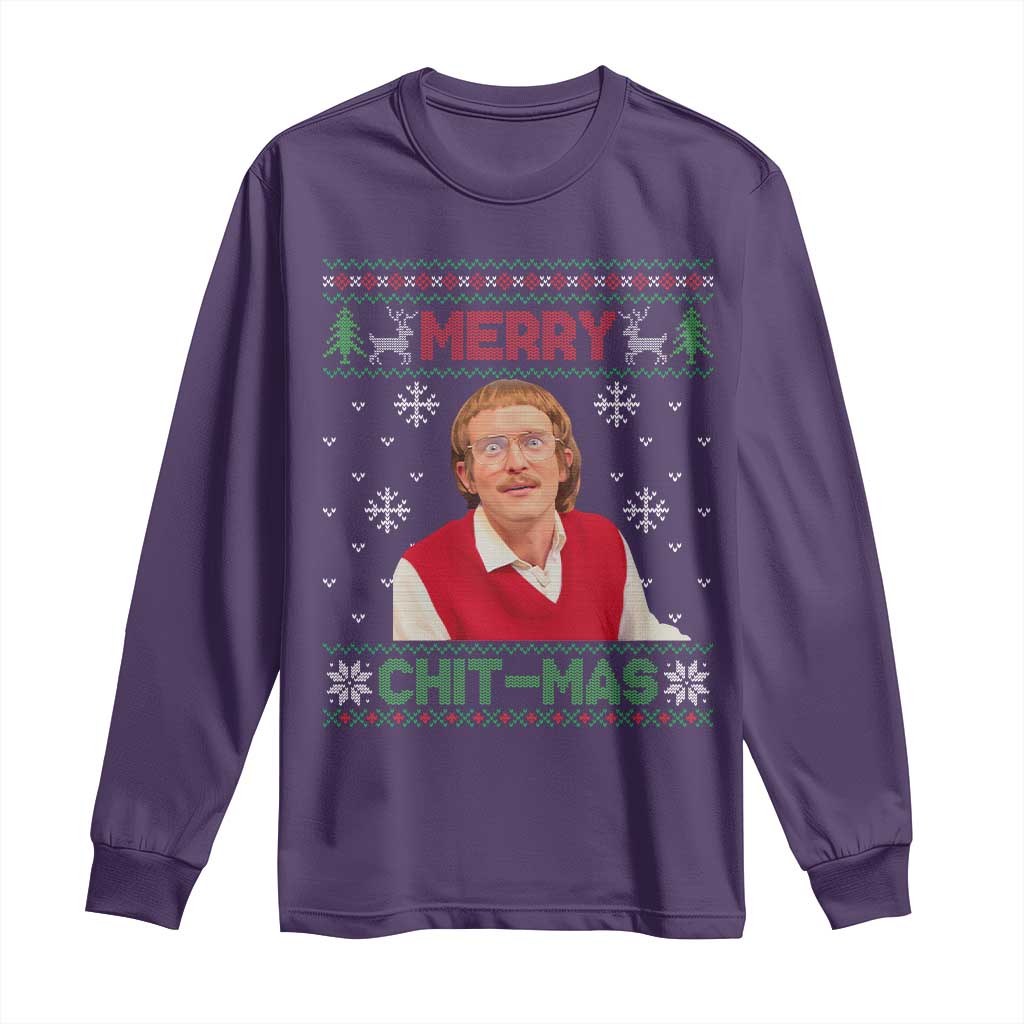 Funny Chit Christmas Merry Chit-Mas Long Sleeve Shirt Retro Holiday Humor TS02 Purple Print Your Wear