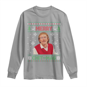 Funny Chit Christmas Merry Chit-Mas Long Sleeve Shirt Retro Holiday Humor TS02 Sport Gray Print Your Wear
