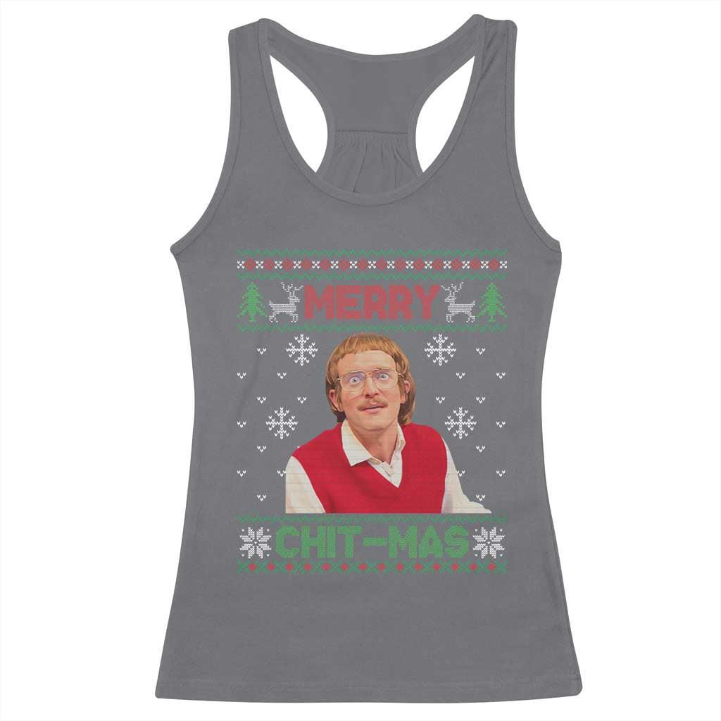 Funny Chit Christmas Merry Chit-Mas Racerback Tank Top Retro Holiday Humor TS02 Charcoal Print Your Wear