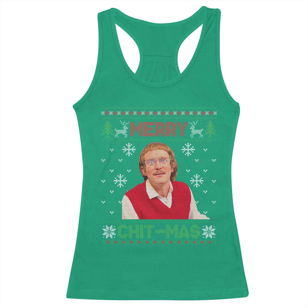 Funny Chit Christmas Merry Chit-Mas Racerback Tank Top Retro Holiday Humor TS02 Irish Green Print Your Wear