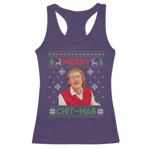 Funny Chit Christmas Merry Chit-Mas Racerback Tank Top Retro Holiday Humor - Print Your Wear
