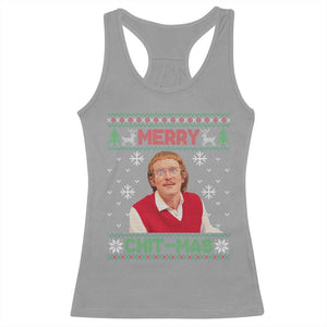 Funny Chit Christmas Merry Chit-Mas Racerback Tank Top Retro Holiday Humor TS02 Sport Gray Print Your Wear