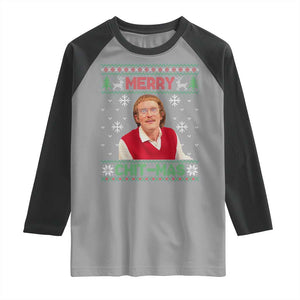 Funny Chit Christmas Merry Chit-Mas Raglan Shirt Retro Holiday Humor TS02 Sport Gray Black Print Your Wear