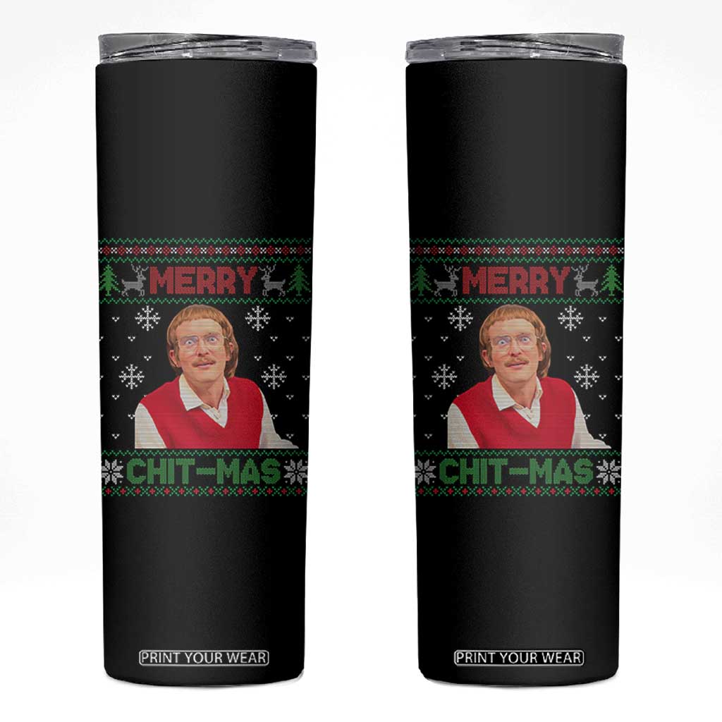 Funny Chit Christmas Merry Chit-Mas Skinny Tumbler Retro Holiday Humor TS02 Black Print Your Wear