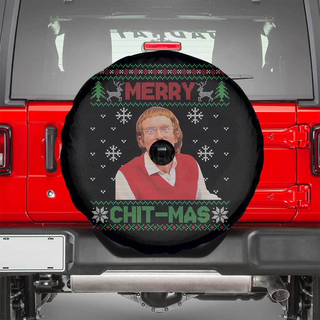 Funny Chit Christmas Merry Chit-Mas Spare Tire Cover Retro Holiday Humor TS02 Black Print Your Wear