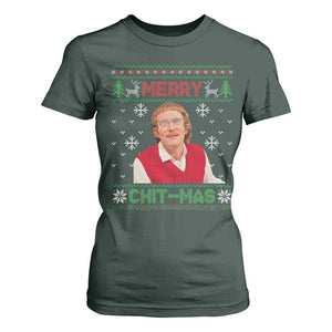 Funny Chit Christmas Merry Chit-Mas T Shirt For Women Retro Holiday Humor TS02 Dark Forest Green Print Your Wear