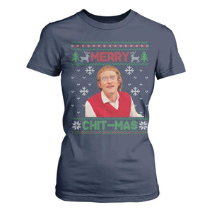 Funny Chit Christmas Merry Chit-Mas T Shirt For Women Retro Holiday Humor TS02 Navy Print Your Wear