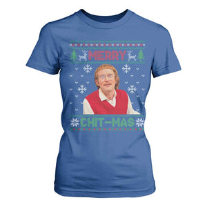 Funny Chit Christmas Merry Chit-Mas T Shirt For Women Retro Holiday Humor TS02 Royal Blue Print Your Wear