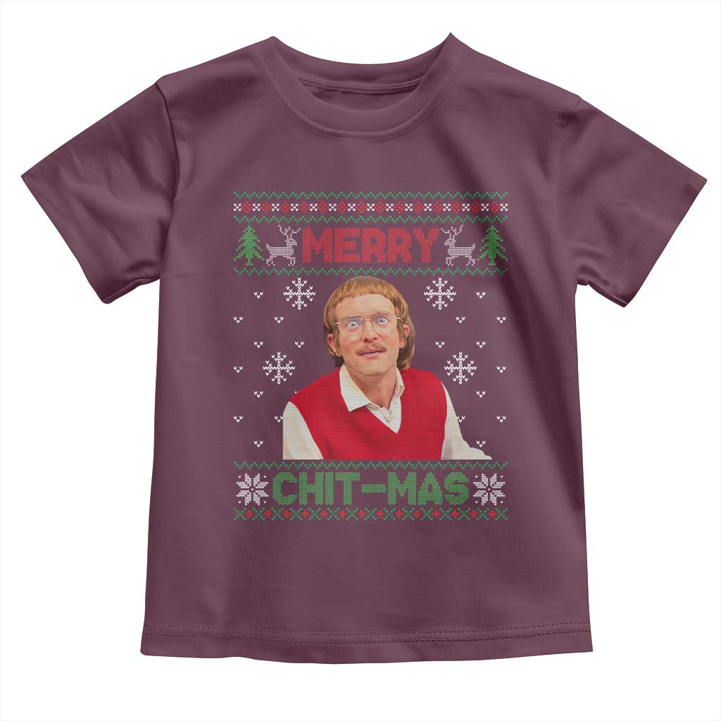 Funny Chit Christmas Merry Chit-Mas Toddler T Shirt Retro Holiday Humor TS02 Maroon Print Your Wear