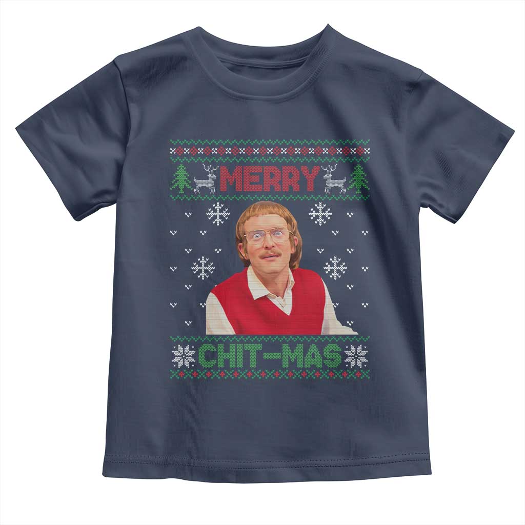 Funny Chit Christmas Merry Chit-Mas Toddler T Shirt Retro Holiday Humor TS02 Navy Print Your Wear