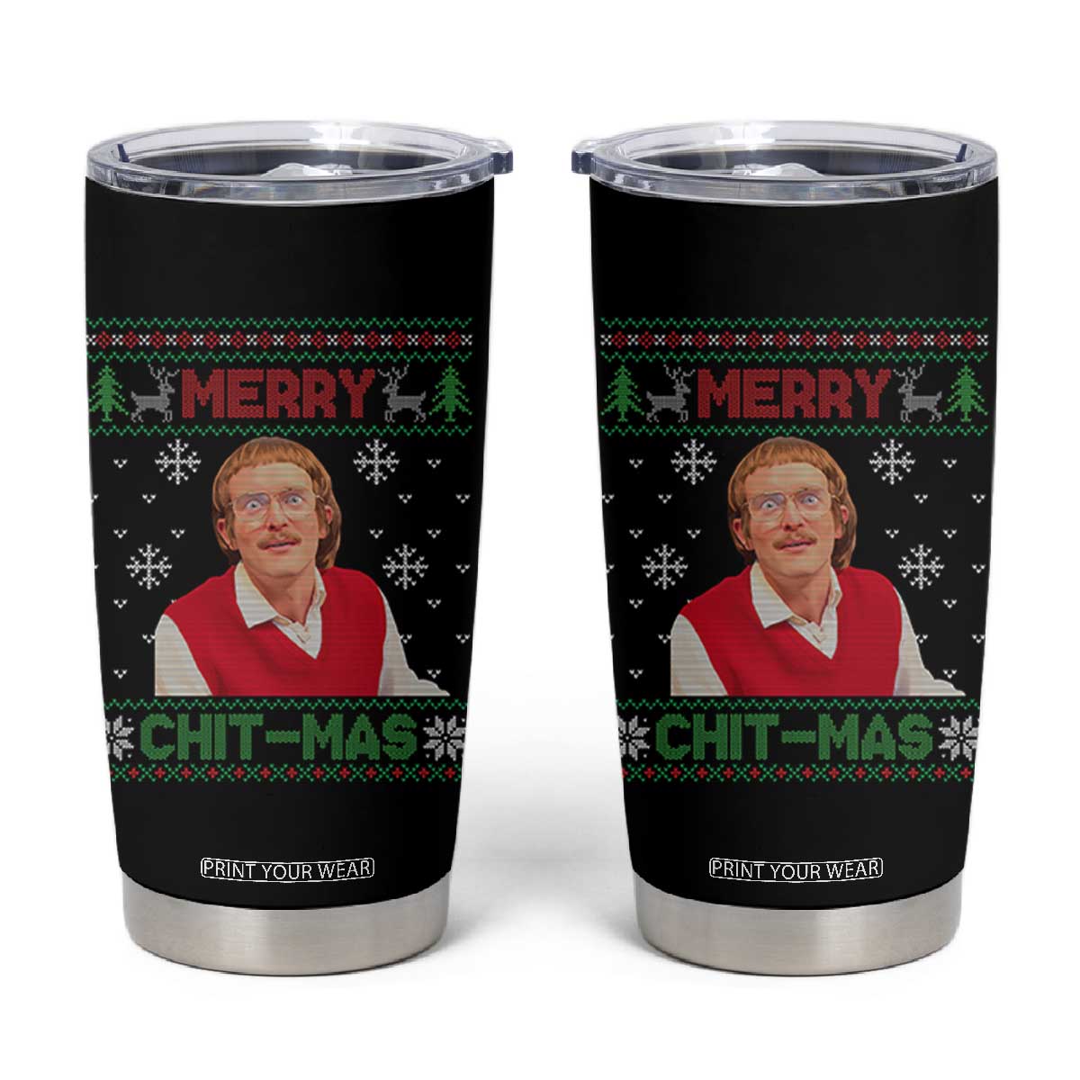 Funny Chit Christmas Merry Chit-Mas Tumbler Cup Retro Holiday Humor TS02 Black Print Your Wear
