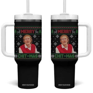Funny Chit Christmas Merry Chit-Mas Tumbler With Handle Retro Holiday Humor TS02 One Size: 40 oz Black Print Your Wear