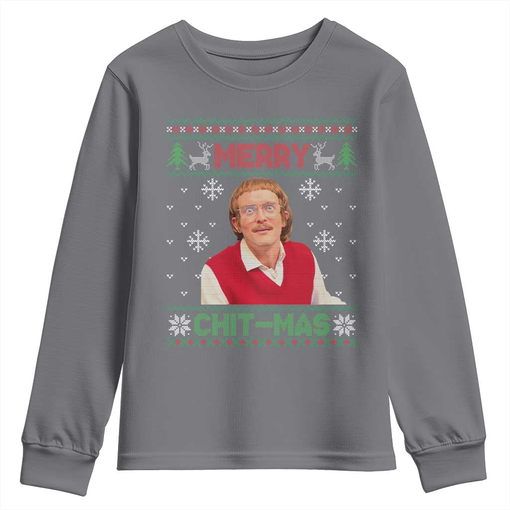 Funny Chit Christmas Merry Chit-Mas Youth Sweatshirt Retro Holiday Humor TS02 Charcoal Print Your Wear
