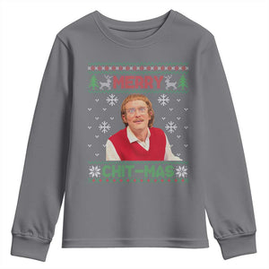 Funny Chit Christmas Merry Chit-Mas Youth Sweatshirt Retro Holiday Humor TS02 Charcoal Print Your Wear