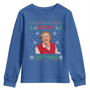 Funny Chit Christmas Merry Chit-Mas Youth Sweatshirt Retro Holiday Humor TS02 Royal Blue Print Your Wear