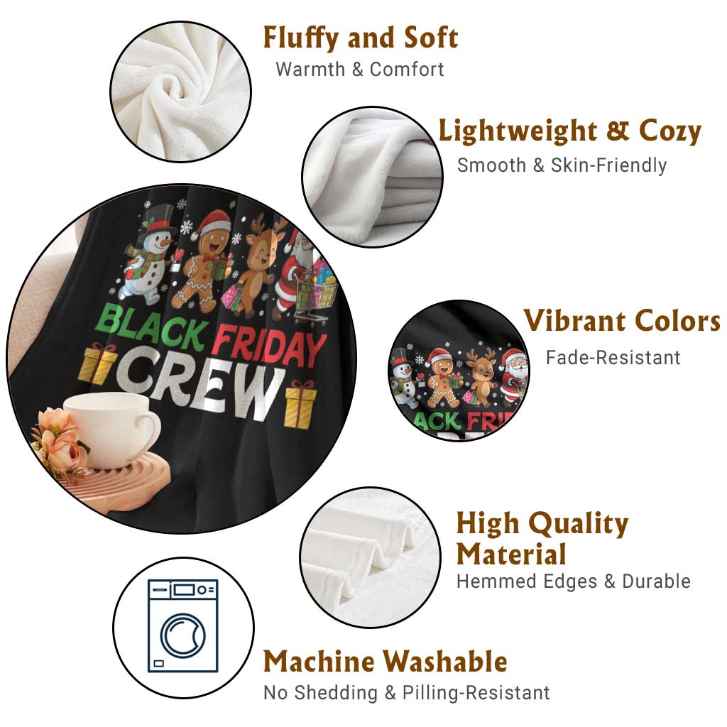 Black Friday Crew Christmas Throw Blanket Funny Holiday Shopping Squad TS02 Print Your Wear