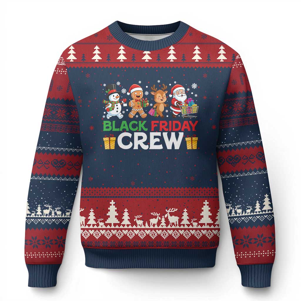 Black Friday Crew Xmas Ugly Christmas Sweater Funny Holiday Shopping Squad TS02 Navy Red Print Your Wear