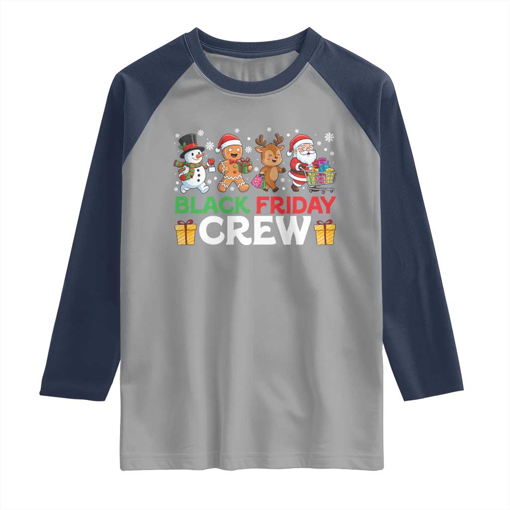 Black Friday Crew Christmas Raglan Shirt Funny Holiday Shopping Squad TS02 Sport Gray Navy Print Your Wear
