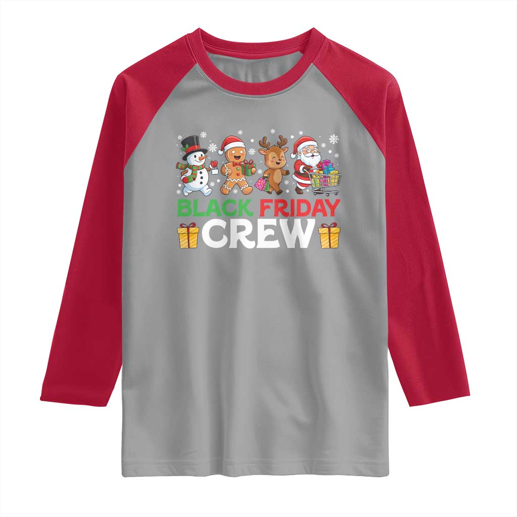 Black Friday Crew Christmas Raglan Shirt Funny Holiday Shopping Squad TS02 Sport Gray Red Print Your Wear