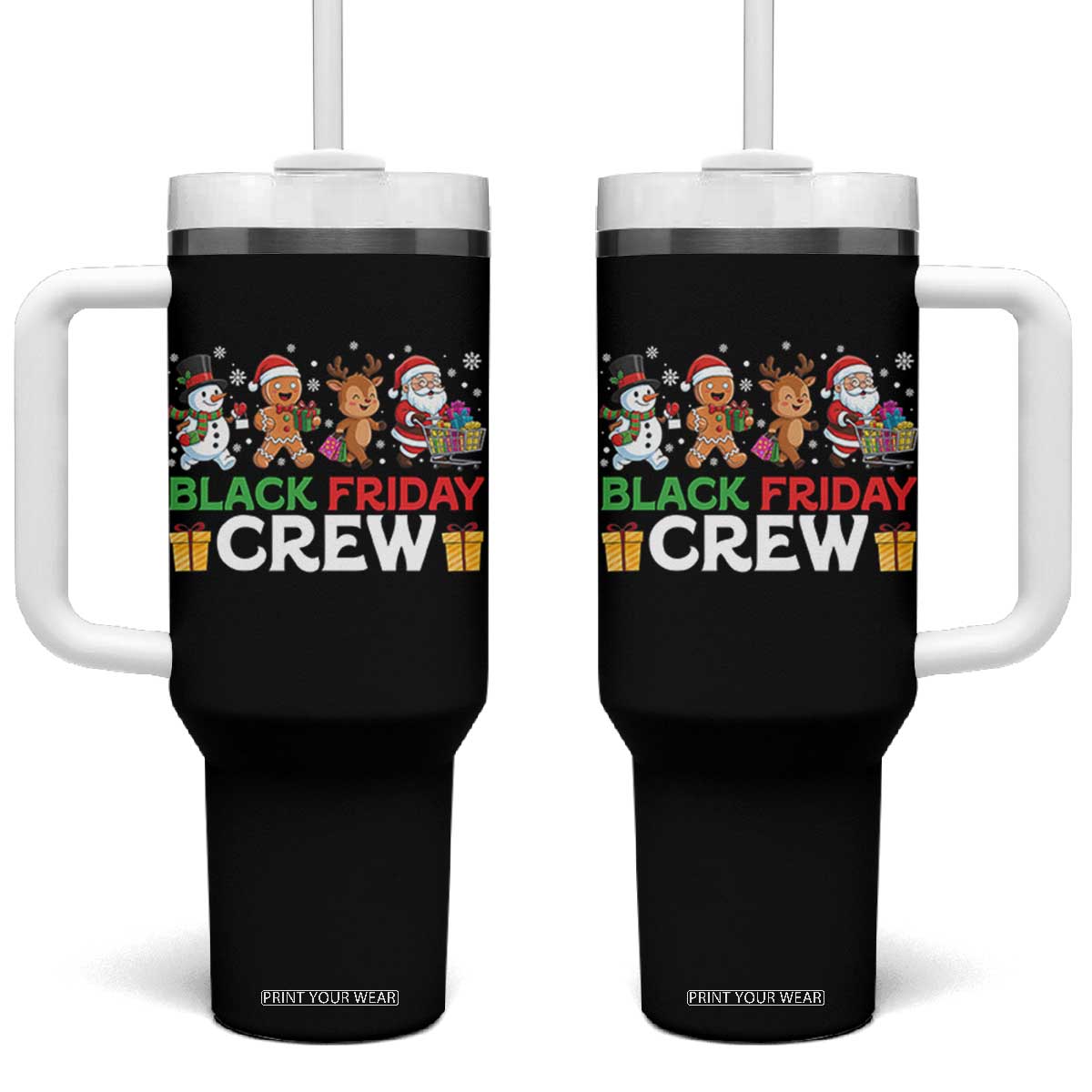 Black Friday Crew Christmas Tumbler With Handle Funny Holiday Shopping Squad TS02 One Size: 40 oz Black Print Your Wear