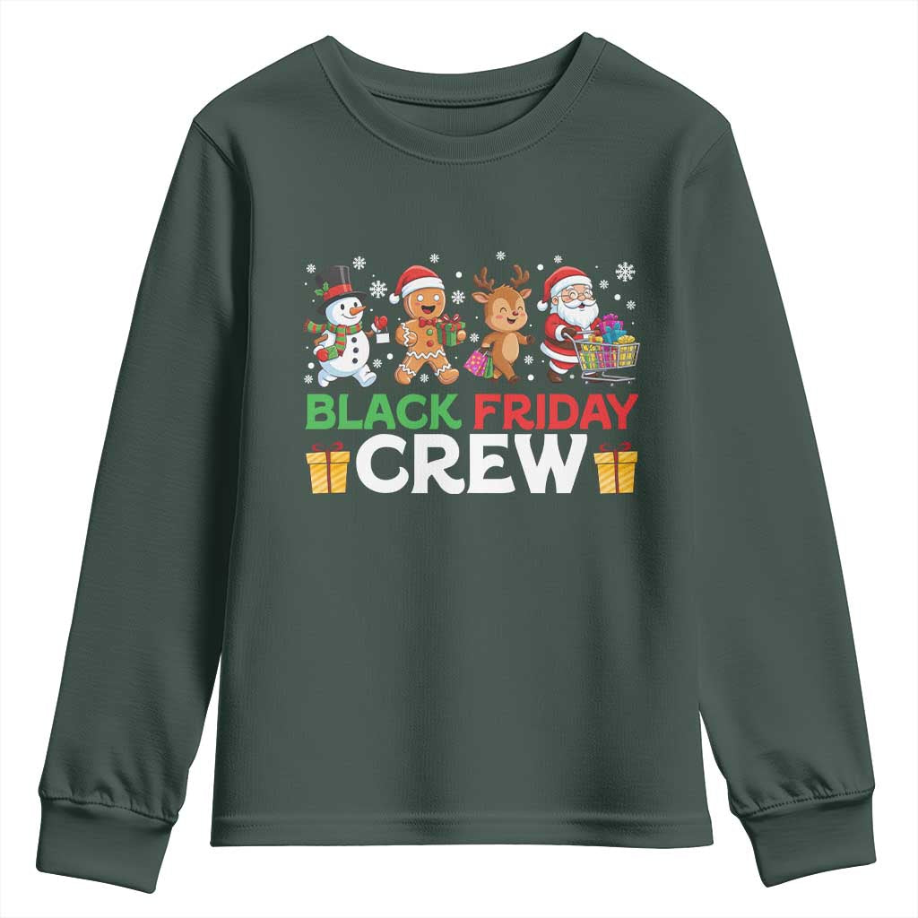 Black Friday Crew Christmas Youth Sweatshirt Funny Holiday Shopping Squad TS02 Dark Forest Green Print Your Wear