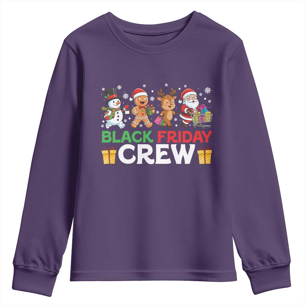 Black Friday Crew Christmas Youth Sweatshirt Funny Holiday Shopping Squad TS02 Purple Print Your Wear