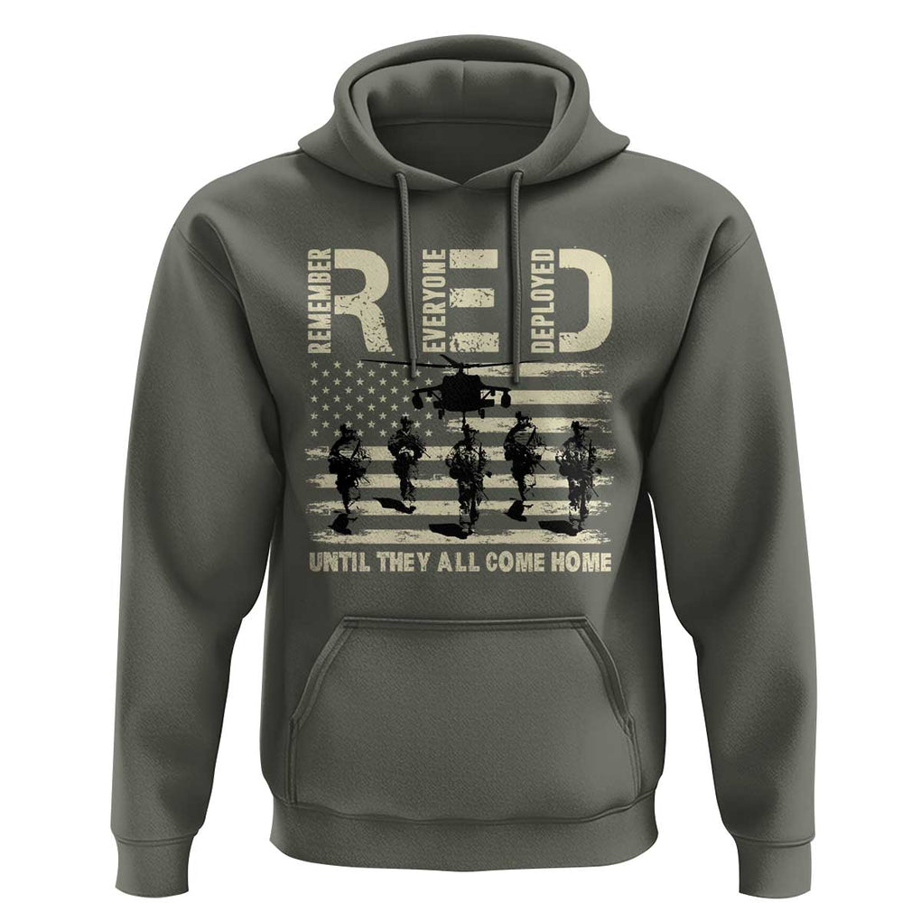 Red Friday Hoodie R.E.D Until They All Come Home Support American Troops US Flag TS02 Military Green Print Your Wear