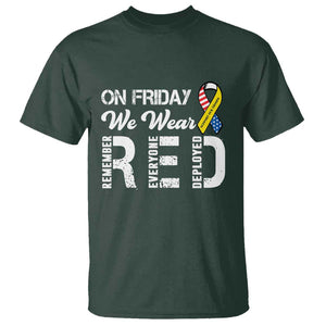 Red Friday T Shirt R.E.D On Friday We Wear Red Support American Troops TS02 Dark Forest Green Print Your Wear