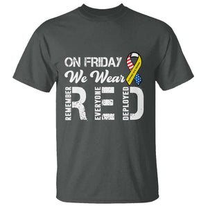 Red Friday T Shirt R.E.D On Friday We Wear Red Support American Troops TS02 Dark Heather Print Your Wear