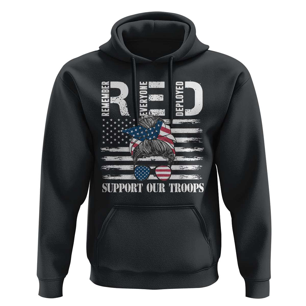 Red Friday Hoodie R.E.D Remember Everyone Deployed American Flag Messy Bun TS02 Black Print Your Wear