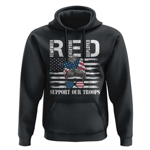 Red Friday Hoodie R.E.D Remember Everyone Deployed American Flag Messy Bun TS02 Black Print Your Wear