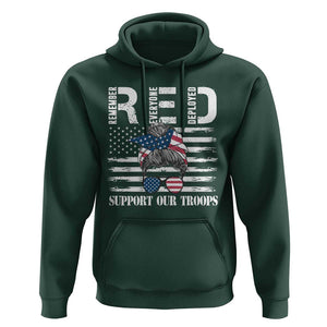 Red Friday Hoodie R.E.D Remember Everyone Deployed American Flag Messy Bun TS02 Dark Forest Green Print Your Wear