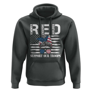 Red Friday Hoodie R.E.D Remember Everyone Deployed American Flag Messy Bun TS02 Dark Heather Print Your Wear