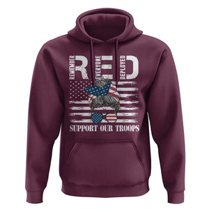 Red Friday Hoodie R.E.D Remember Everyone Deployed American Flag Messy Bun TS02 Maroon Print Your Wear