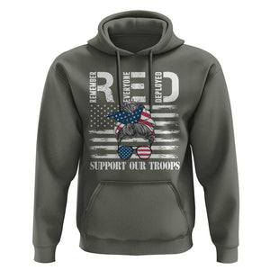 Red Friday Hoodie R.E.D Remember Everyone Deployed American Flag Messy Bun TS02 Military Green Print Your Wear